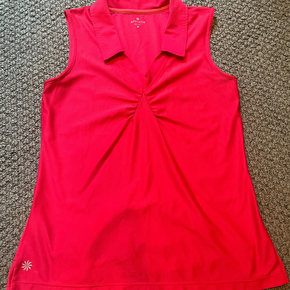 Athleta Women's Vibrant Red Tank Top Size Medium Active Golf Pickleball Errands